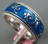 BLUE ENAMEL 18KT WHITE GOLD 3D MULTI LEAF ETERNITY COMFORT FIT ANNIVERSARY RING
