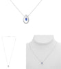 .26CT DIAMOND & AAA SAPPHIRE 14KT WHITE GOLD 3D PEAR SHAPE & ROUND LOVE NECKLACE