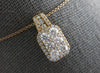 LARGE 1.09CT DIAMOND 18K ROSE GOLD 3D ROUND CLUSTER RECTANGULAR FLOATING PENDANT