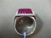 ESTATE LARGE 5.42CT DIAMOND & RUBY 18KT WHITE GOLD 3D FLEUR DE LIS FILIGREE RING