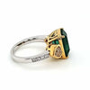 LARGE 8.79CT WHITE YELLOW DIAMOND & AAA EMERALD 18KT 2 TONE GOLD ENGAGEMENT RING