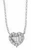 ESTATE .89CT DIAMOND 18KT WHITE GOLD 3D ROUND & BAGUETTE CLASSIC LOVE NECKLACE
