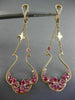 ESTATE 2.33CT DIAMOND & AAA MULTI GEM 14KT ROSE GOLD FLOWER CHANDELIER EARRINGS