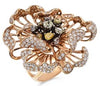 EXTRA LARGE 4.50CT WHITE & FANCY YELLOW DIAMOND 18KT ROSE GOLD 3D STATEMENT RING