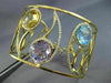 ESTATE LARGE 16.94CT DIAMOND & AAA MULTIGEM 14K YELLOW GOLD LEAF BANGLE BRACELET