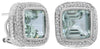 6.61CT DIAMOND & AAA GREEN AMETHYST 14KT WHITE GOLD SQUARE HALO HANGING EARRINGS