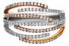 ESTATE WIDE .60CT DIAMOND 18KT TRI COLOR GOLD MULTI ROW WEDDING ANNIVERSARY RING