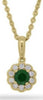 ESTATE 0.41CT DIAMOND & AAA TSAVORITE 14KT YELLOW GOLD FLOWER FLOATING PENDANT