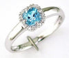 ESTATE .55CT DIAMOND & AAA BLUE TOPAZ 14KT WHITE GOLD FLOWER HALO FUN RING