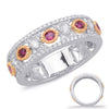 ESTATE .58CT DIAMOND & AAA RUBY 14KT WHITE & ROSE GOLD XO LOVE ANNIVERSARY RING