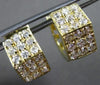 ESTATE 14KT YELLOW GOLD 3D 3 ROW CUBIC ZIRCONIA HEXAGON HUGGIE EARRINGS #24349