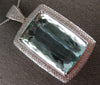 ESTATE MASSIVE 65CT DIAMOND & AAA AQUAMARINE 14KT WHITE GOLD EMERALD CUT PENDANT