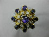 ANTIQUE LARGE 3.21CT DIAMOND & AMETHYST 14KT YELLOW GOLD HANDCRAFTED FLOWER RING
