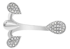 .12CT DIAMOND 14KT WHITE GOLD 3D ROUND PAVE MULTI TEAR DROP TENSION FUN RING