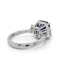LARGE 4.45CT DIAMOND & AAA SAPPHIRE 18KT WHITE GOLD EMERALD CUT & BAGUETTE RING