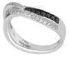 ESTATE .61CT WHITE & BLACK DIAMOND 18K WHITE GOLD SEMI ETERNITY ANNIVERSARY RING