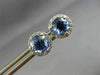 ESTATE 2.80CT DIAMOND & AAA SAPPHIRE 14KT WHITE GOLD 3D ROUND HALO STUD EARRINGS