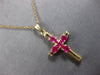 ESTATE 1.0CT AAA RUBY 14K YELLOW GOLD OVAL 5 STONE CROSS FLOATING PENDANT #27884