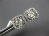 ESTATE LARGE 1.29CT DIAMOND 14KT WHITE GOLD SOLITAIRE SQUARE HALO STUD EARRINGS