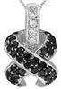 .42CT WHITE & BLACK DIAMOND 14KT WHITE GOLD CRISS CROSS X LOVE FLOATING PENDANT