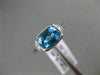 ESTATE 1.31CT DIAMOND & AAA BLUE TOPAZ 14K WHITE GOLD 3 STONE FILIGREE LOVE RING