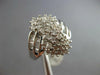 LARGE 1.52CT DIAMOND 14KT WHITE GOLD 3D ROUND & BAGUETTE CLUSTER FLORAL FUN RING