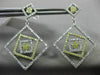 LARGE .74CT WHITE & FANCY YELLOW DIAMOND 14KT WHITE GOLD SQUARE HANGING EARRINGS