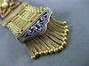 ANTIQUE WIDE BLUE ENAMEL & PEARL 14KT YELLOW GOLD BRACELET FILIGREE TASSEL #666
