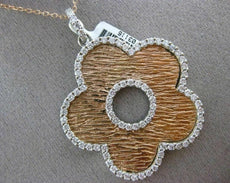 ESTATE LARGE 1.95CT DIAMOND 14KT WHITE & ROSE GOLD 5 LEAF CLOVER PENDANT & CHAIN