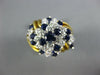 ESTATE LARGE 2.0CT DIAMOND & AAA SAPPHIRE 18KT 2 TONE GOLD 3D FLOWER FUN RING