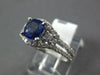 1.59CT DIAMOND & AAA SAPPHIRE 14K WHITE GOLD CUSHION CUT 3 STONE ENGAGEMENT RING