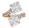LARGE 1.62CT DIAMOND 18K WHITE & ROSE GOLD 3D ROUND & BAGUETTE CRISS CROSS RING