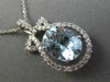 ESTATE LARGE 3.56CT DIAMOND & AQUAMARINE 18K WHITE GOLD 3D HALO FLOATING PENDANT