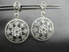 ANTIQUE 1.41CT ROUND DIAMOND 18KT WHITE GOLD FLOWER FILIGREE HANGING EARRINGS