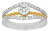 ESTATE .52CT DIAMOND 14KT WHITE & YELLOW GOLD 3D CLUSTER FLOWER FUN LOVE RING