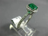 ESTATE 1.32CT DIAMOND & AAA EMERALD 14KT WHITE GOLD HALO ENGAGEMENT RING #22246