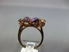 ESTATE LARGE 5.80CT DIAMOND & AAA AMETHYST 14K ROSE GOLD 3D FLOWER ROSE FUN RING