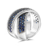 LARGE 3.38CT DIAMOND & AAA SAPPHIRE 14KT WHITE GOLD MULTI ROW CIRSS CROSS RING