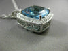 ESTATE MASSIVE 13.83CT DIAMOND & AQAUAMARINE 14KT WHITE GOLD HALO SQUARE PENDANT