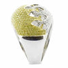 EXTRA LARGE 2.86CT WHITE & FANCY YELLOW DIAMOND 18KT WHITE GOLD TEAR DROP RING