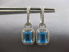2.38 DIAMOND & AAA BLUE TOPAZ 14K WHITE GOLD EMERALD CUT & ROUND EARRINGS #28159
