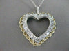 ESTATE DIAMOND 14KT WHITE & YELLOW GOLD ROPE FILIGREE OPEN HEART PENDANT #20123