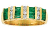 WIDE 1.14CT DIAMOND & AAA EMERALD 14K YELLOW GOLD 3 ROW CLASSIC ANNIVERSARY RING