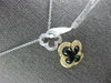 .23CT DIAMOND & AAA ONYX 14KT 2 TONE GOLD 4 LEAF CLOVER FLOWER FLOATING PENDANT