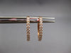 ESTATE .26CT DIAMOND 14K YELLOW GOLD 3D CLASSIC 2mm OVAL HUGGIE HANGING EARRINGS