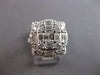 LARGE 1.87CT DIAMOND 18KT WHITE GOLD ROUND & BAGUETTE CLUSTER SQUARE FLOWER RING