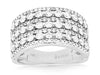 LARGE 1.50CT DIAMOND 14KT WHITE GOLD 3D MULTI ROW SHARED PRONG ANNIVERSARY RING