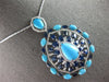 EXTRA LARGE 29.73CT DIAMOND & AAA SAPPHIRE & TURQUOISE 14K WHITE GOLD 3D PENDANT