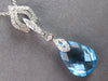 LARGE 6.21CT DIAMOND & AAA BLUE TOPAZ 14KT WHITE GOLD TEAR DROP FLOATING PENDANT