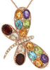 ESTATE 3.15CT DIAMOND & AAA MULTI GEM 14KT ROSE GOLD 3D HAPPY BUTTERFLY PENDANT